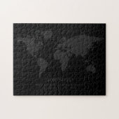 Solid Black Dark Wereldkaart Secret verrassingsber Legpuzzel (Horizontaal)