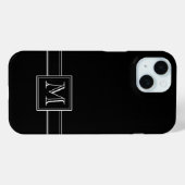 Solid Black met traditioneel wit monogram Case-Mate iPhone Case (Achterkant (horizontaal))