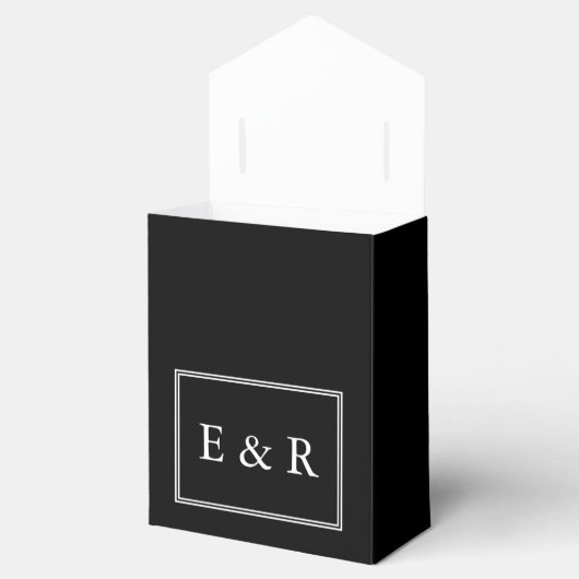 Solid Black met witte bruiloft Detail Bedankdoosjes (Geopend)