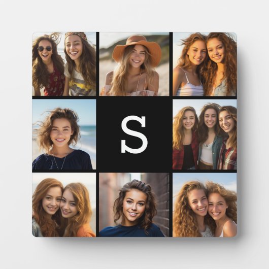 Solid Black Photo Collage - Aangepast monogram Fotoplaat (Voorkant)