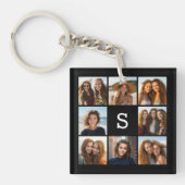 Solid Black Photo Collage - Aangepast monogram Sleutelhanger (Voorkant)