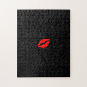 Solid Black Red Lips lipstick, moeilijk, hard Legpuzzel