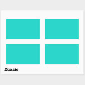 Solid bright turquoise rechthoekige sticker (Vel)