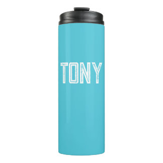 Solid BrightStor Blue Custom Name Monogram Thermosbeker