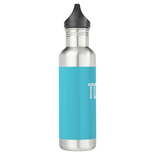Solid BrightStor Blue Custom Name Monogram Waterfles (Links)