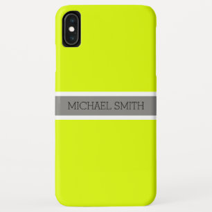 Solid Chartreuse Modern Grey Ribbon Elegant Name iPhone XS Max Hoesje