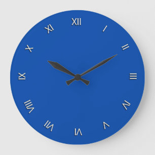 Solid Cobalt Blue White Roman Numerals Wall Clock Grote Klok