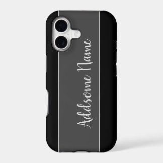 Solid Color Modern Basic Black Monogramed