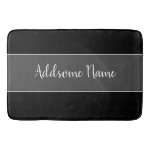 Solid Color Modern Basic Black Monogramed Badmat