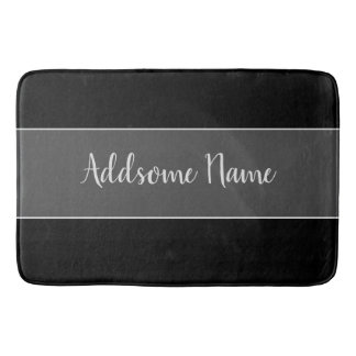 Solid Color Modern Basic Black Monogramed Badmat