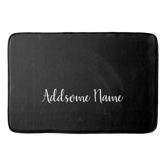 Solid Color Modern Basic Black Monogramed Badmat (Voorkant)