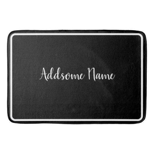 Solid Color Modern Basic Black Monogramed Badmat (Voorkant)