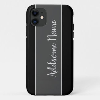 Solid Color Modern Basic Black Monogramed iPhone 11 Hoesje