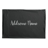 Solid Color Modern Basic Black Monogramed Kussensloop (Achterkant)