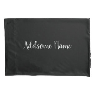 Solid Color Modern Basic Black Monogramed Kussensloop