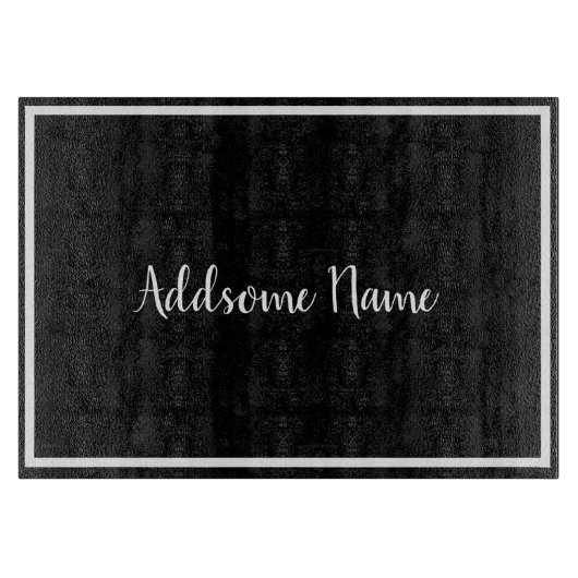 Solid Color Modern Basic Black Monogramed Snijplank (Voorkant)