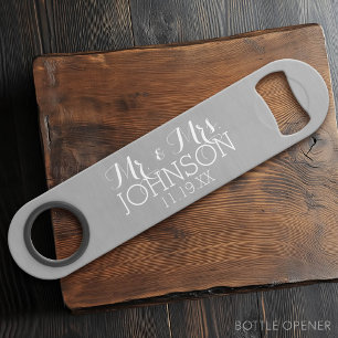 Solid Color Silver - Mr & Mrs Wedding Favors Speed Flessenopener