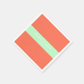 Solid Coral, Mint Ribbon Name Monogram Servetten (Hoek)