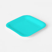 Solid Cyan 7" Square Party Paper Plate Papieren Bordje (Gebogen)