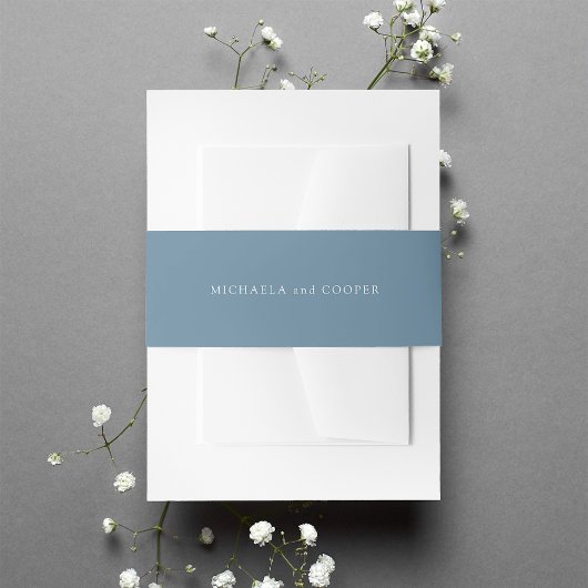 Solid Dusty Blue Personalized Weddenschap Uitnodigingen Wikkel