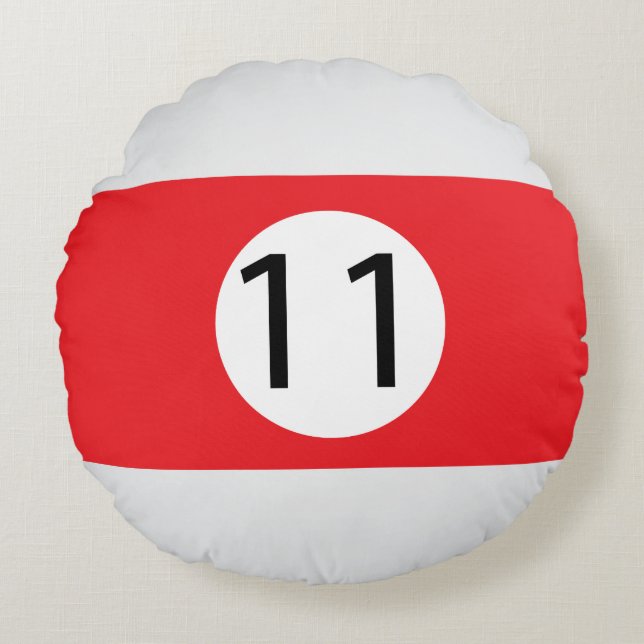 Solid en Stripe Billiard Balls #11 Verzamel alle 1 Rond Kussen (Voorkant)