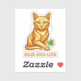 Solid Gold Cat With Emerald Eyes Luxury Lucky  Sticker