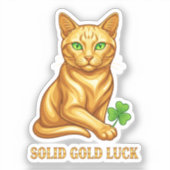 Solid Gold Cat With Emerald Eyes Luxury Lucky Sticker (Voorkant)