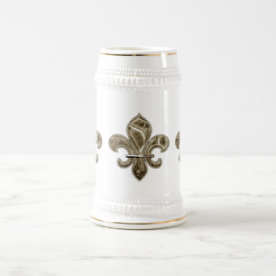 Solid Gold Fleur de Lis Stein Bierpul