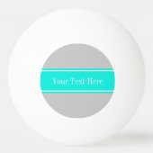 Solid Grey, Bright Aqua Ribbon Name Monogram Pingpongballen (Achterkant)
