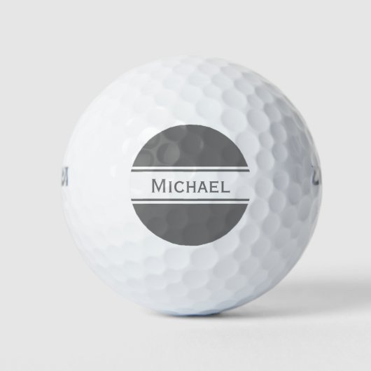 Solid Grey White Stripes Naam Monogram Golfballen (Voorkant)