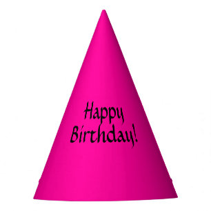 Solid Hot Pink Happy Birthday Feesthoedjes