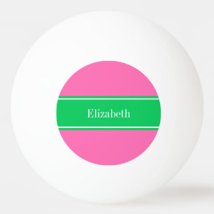 Solid Hot Roze #2 Emerald Green Rbn Naam Monogram Pingpongballen