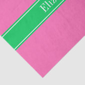 Solid Hot Roze #2 Emerald Green Rbn Naam Monogram Tissuepapier (Detail)