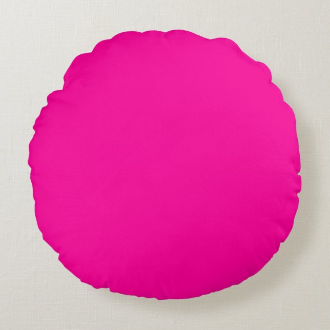 Solid Hot Roze Rond Kussen (Voorkant)