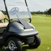 Solid Ivory with Deep Navy Square Pattern Golfhanddoek