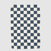 Solid Ivory with Deep Navy Square Pattern Golfhanddoek (Voorkant)