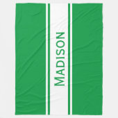 Solid Kelly Green White Stripes Modern Name Fleece Deken (Voorkant)