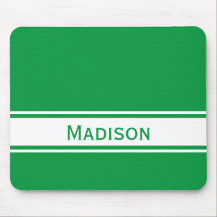 Solid Kelly Green White Stripes Modern Name Muismat