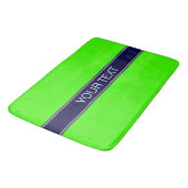 Solid Lime Green, Navy Blue Ribbon Name Monogram Badmat (Gekanteld)