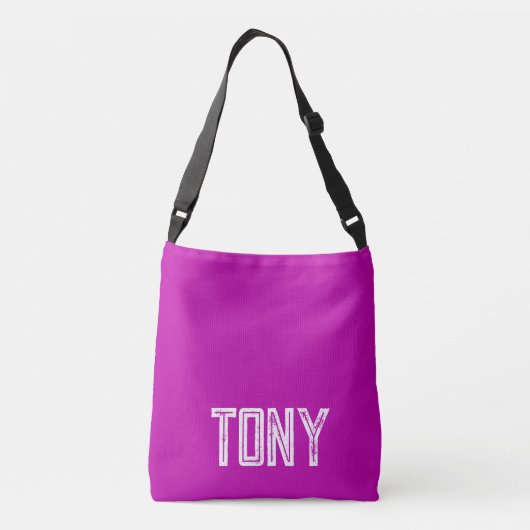 Solid Magenta - Eigen naam monogram Crossbody Tas (Achterkant)