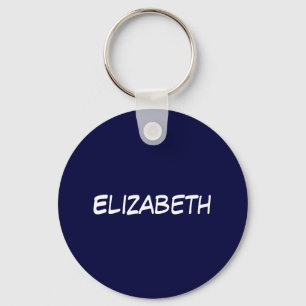Solid Navy Blue Background, naam Monogram Sleutelhanger