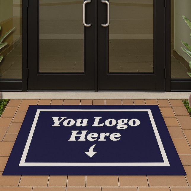 Solid Navy Blue Business Bedrijf Logo Deurmat (Creator heeft geüpload)