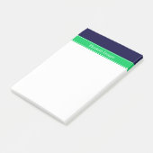 Solid Navy Blue Emerald Green Ribbon Name Monogram Post-it® Notes (Schuin)