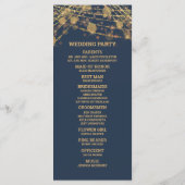 Solid Navy Blue Gold String Lights Wedding Program Programma (Achterkant)