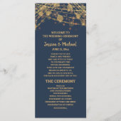 Solid Navy Blue Gold String Lights Wedding Program Programma (Voorkant)