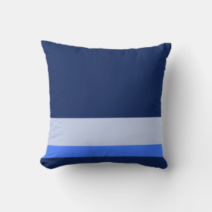 Solid Navy Blue met blauwe en pastelblauwe lijnen Kussen