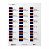 Solid Navy Blue, Pumpkin Ribbon Name Monogram Etiket (Full Sheet)