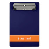 Solid Navy Blue, Pumpkin Ribbon Name Monogram Mini Klembord (Voorkant)