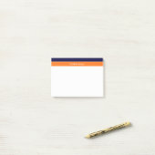 Solid Navy Blue, Pumpkin Ribbon Name Monogram Post-it® Notes (Op bureau)