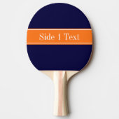 Solid Navy Blue, Pumpkin Ribbon Name Monogram Tafeltennisbatje (Voorkant)